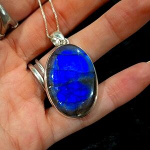 Blue labradorite necklace solid sterling silver